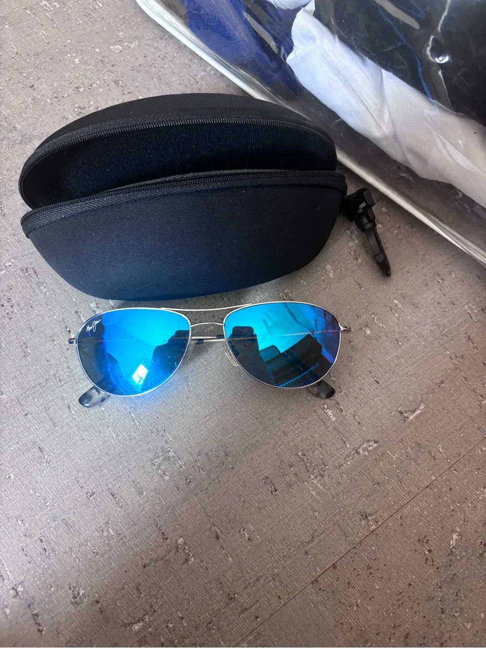 Maui Jim Baby Beach Aviator Sunglasses - Silver Frame with Blue Lenses